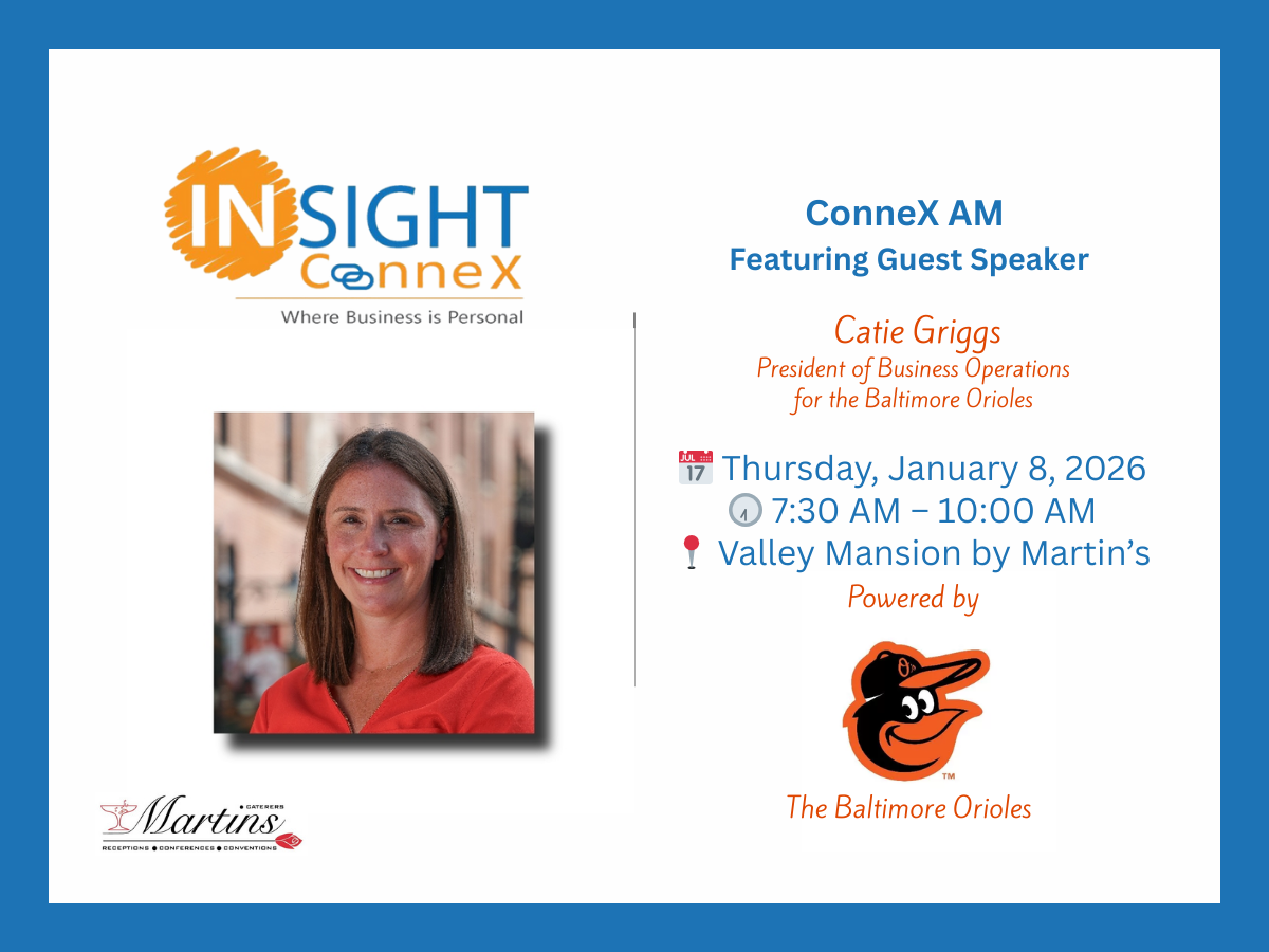 Promotional graphic for Insight ConneX AM featuring a guest speaker at Valley Mansion by Martin’s in January 2026.