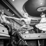 Elegant bronze sculpture in the grand lobby of Valley Mansion by Martin's.