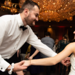 Happy wedding couple at Martin's Caterers